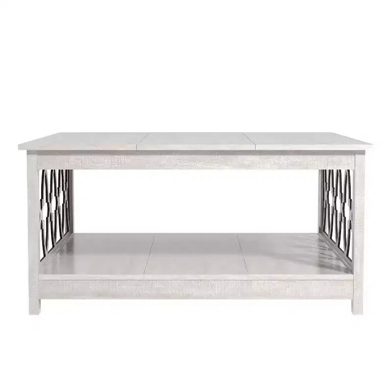 Tavolino da caffè quadrato Galano con ripiano portaoggetti in rovere grigio polvere 34,9 L 34,8 P 17,1 H