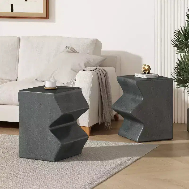 MAYEERTY 1 Pack Modern Geometric Side Table Set of 2, MGO End Table for Indoor Outdoor Living Room, Patio