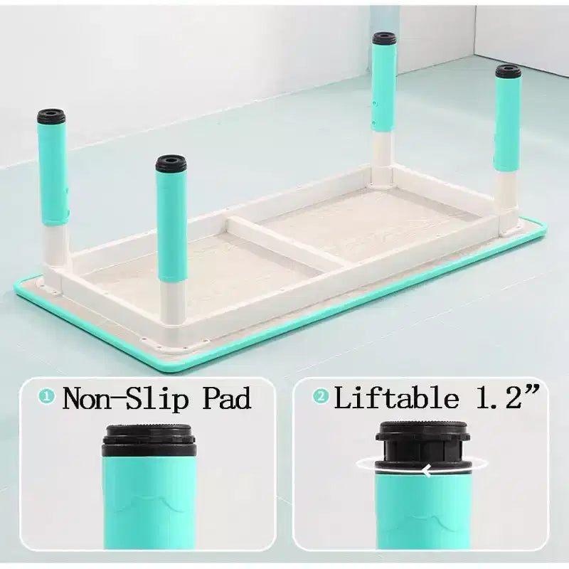 COZONY Set Tavolo e Sedie per Bambini 7 Pezzi, Tavolo Studio per Bambini Regolabile in Altezza con 1 Tavolo e 6 Sedie, Gambe Antiscivolo e Piano con Graffiti per la Casa