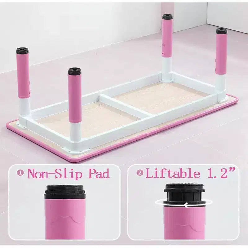 COZONY Set Tavolo e Sedie per Bambini 7 Pezzi, Tavolo Studio per Bambini Regolabile in Altezza con 1 Tavolo e 6 Sedie, Gambe Antiscivolo e Piano con Graffiti per la Casa