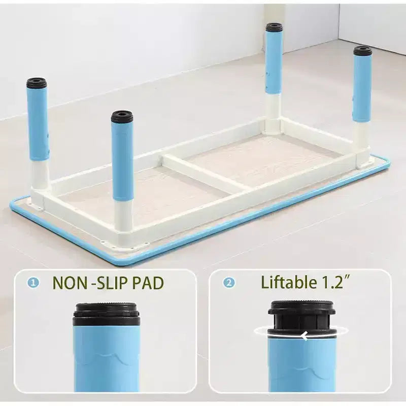 COZONY Set Tavolo e Sedie per Bambini 7 Pezzi, Tavolo Studio per Bambini Regolabile in Altezza con 1 Tavolo e 6 Sedie, Gambe Antiscivolo e Piano con Graffiti per la Casa