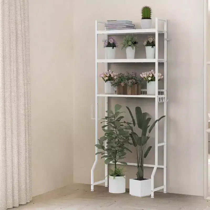 Mobile sopra wc a 3 ripiani per bagno, salvaspazio in legno bianco, organizer autoportante per bagno/lavanderia