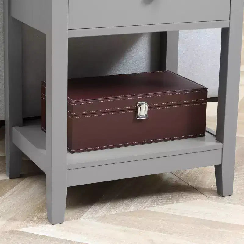 Tavolino finale, Tavolino a 2 ripiani con cassetto e ripiano portaoggetti, Tavolino moderno per soggiorno