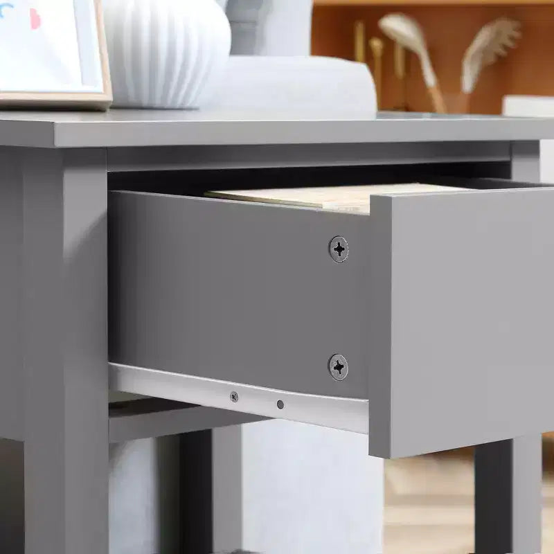 Tavolino finale, Tavolino a 2 ripiani con cassetto e ripiano portaoggetti, Tavolino moderno per soggiorno