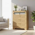 Homy Casa 4-Drawer Wood Dresser Storage Cabinet, Natural, MDF