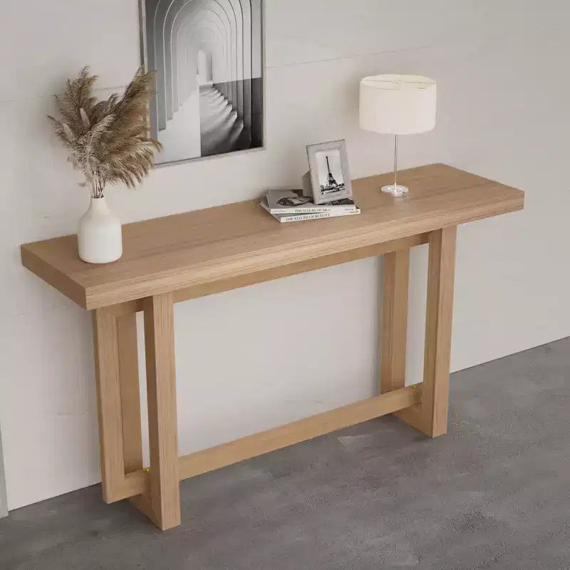 GDFStudio Wystan 59.05 Tavolo Consolle Rettangolare Stretto Moderno in Legno con Gambe in Legno di Gomma