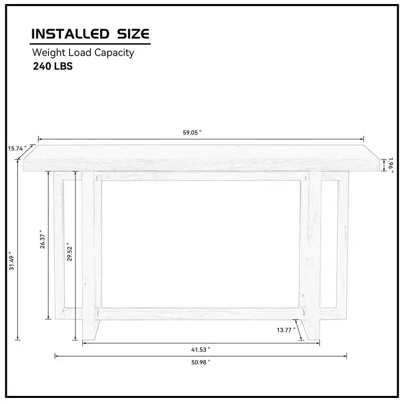 GDFStudio Wystan 59.05 Tavolo Consolle Rettangolare Stretto Moderno in Legno con Gambe in Legno di Gomma