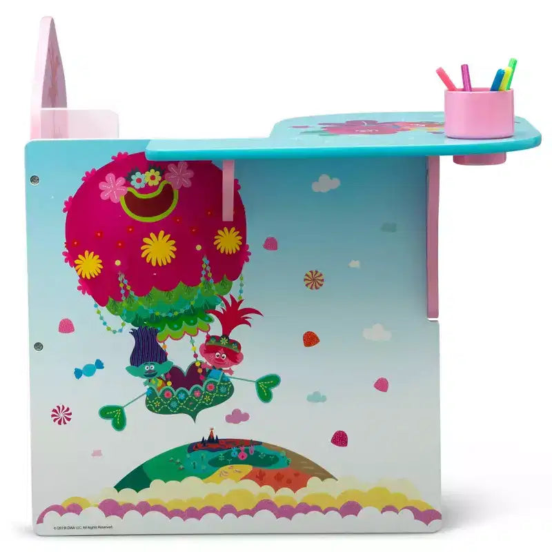 Delta Children Trolls World Tour Sedia Scrivania con Contenitore