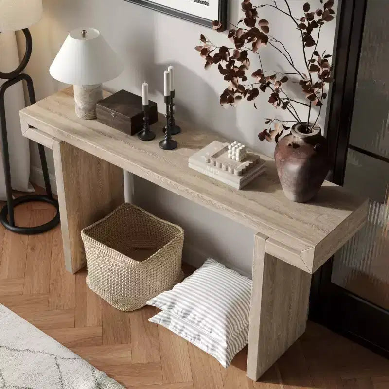 60 Modern Farmhouse Tavolo Consolle da Ingresso con Finitura in Legno Impiallacciato, Tavolo da Divano per Soggiorno, Corridoio o Ingresso - Panipeachy