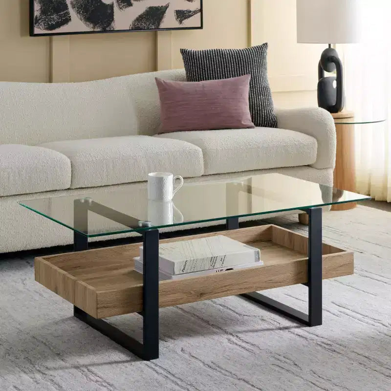 Tavolino Auberon - COF7015A - Vetro/Naturale - Safavieh
