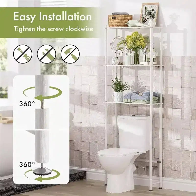 Salvaspazio da bagno da mettere sopra il WC, scaffale portaoggetti, organizer a 3 livelli, finitura bianca opaca, facile da installare, grande capacità