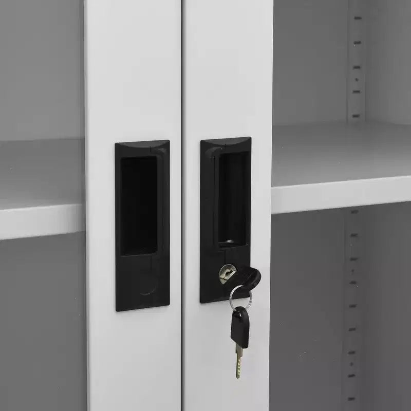 vidaXL Cassettiera Armadietto per ufficio in acciaio e vetro temperato