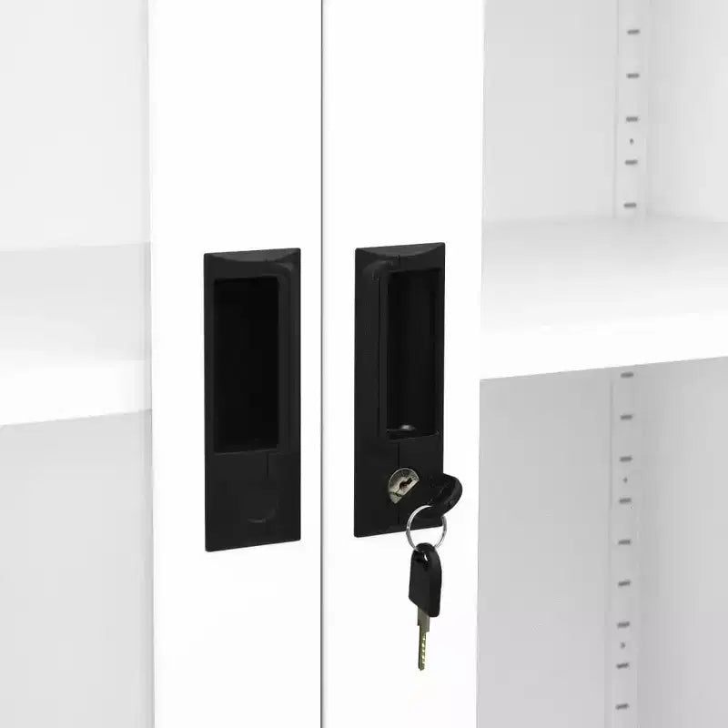 vidaXL Cassettiera Armadietto per ufficio in acciaio e vetro temperato