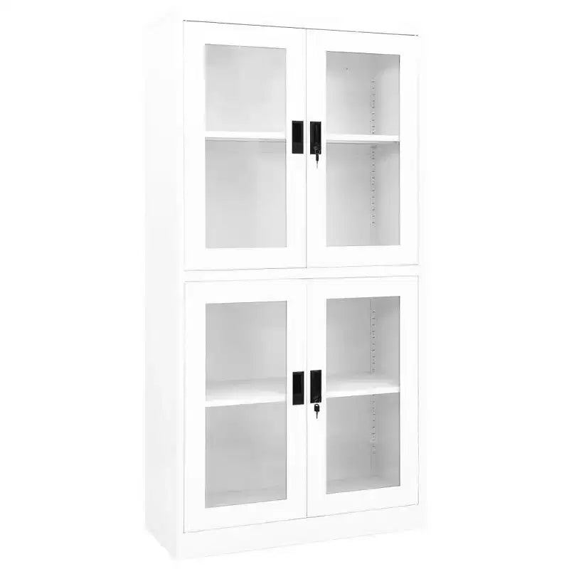 vidaXL Filing Cabinet Storage Cabinet for Office Steel and Tempered Glass