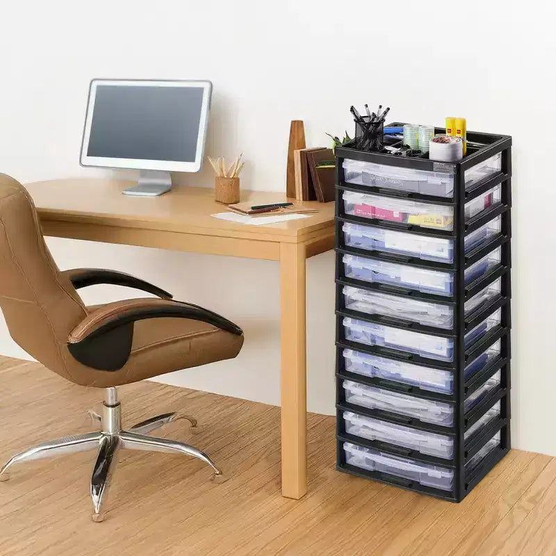 VEVOR Organizer per Plastica, 10 Ripiani, Grande Capacità con Parte Superiore Organizzata, Solo Struttura Nera, Materiale PP, Organizer Multifunzionale per Scrapbook, Nero