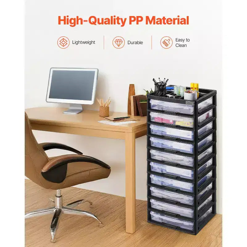 VEVOR Organizer per Plastica, 10 Ripiani, Grande Capacità con Parte Superiore Organizzata, Solo Struttura Nera, Materiale PP, Organizer Multifunzionale per Scrapbook, Nero