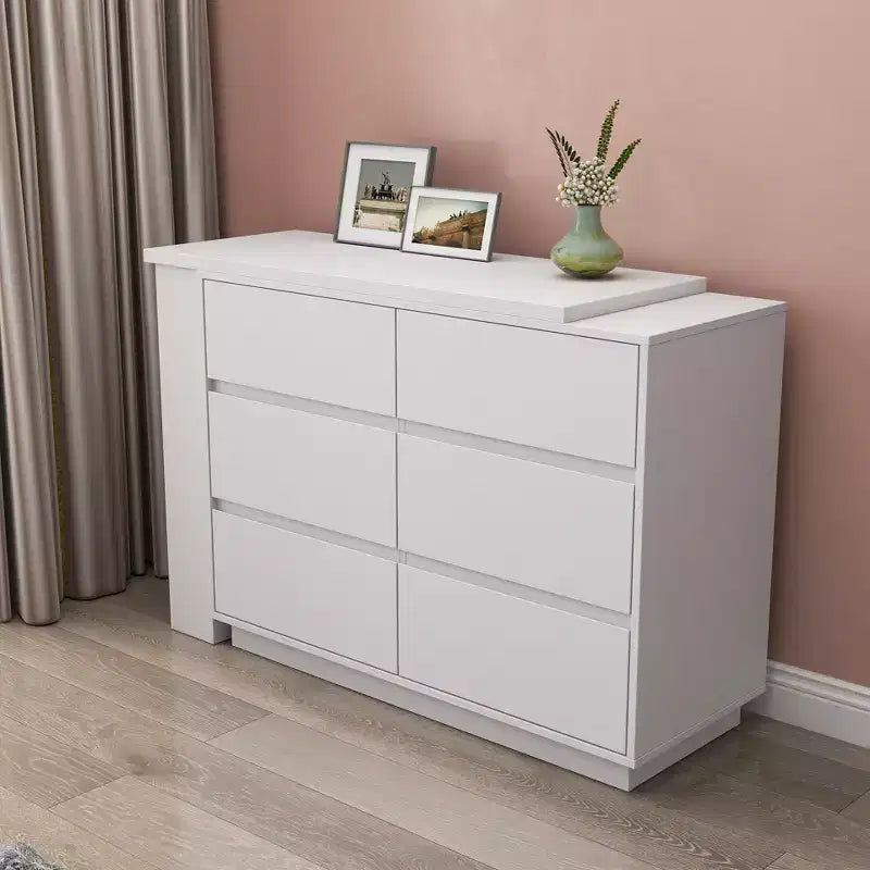 Scrivania a L allungabile e set toeletta JVNOXK con 6 cassetti per ampio spazio di archiviazione, ideale per l'ufficio e le routine di trucco in camera da letto, bianco
