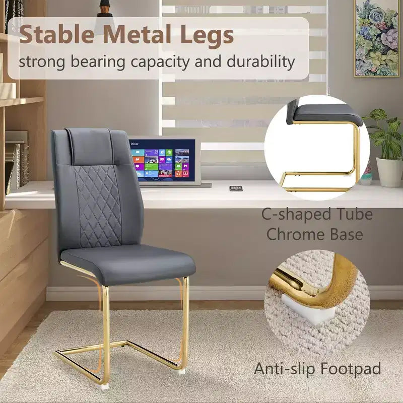 Set di 4 sedie da pranzo, sedia imbottita moderna minimalista con gambe in metallo, ideale per casa, ufficio, cucina o sala da pranzo