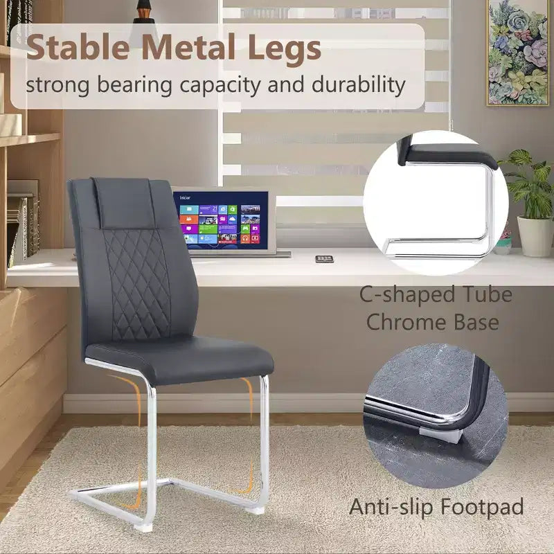 Set di 4 sedie da pranzo, sedia imbottita moderna minimalista con gambe in metallo, ideale per casa, ufficio, cucina o sala da pranzo