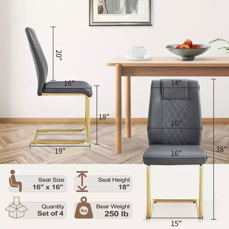 Set di 4 sedie da pranzo, sedia imbottita moderna minimalista con gambe in metallo, ideale per casa, ufficio, cucina o sala da pranzo