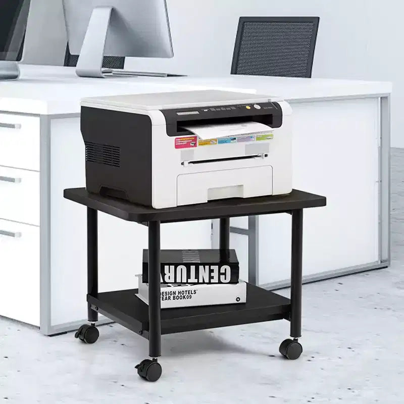 Costway Carrello Porta Stampante da Scrivania a 2 Ripiani con 2 Mensole per Ufficio Domestico