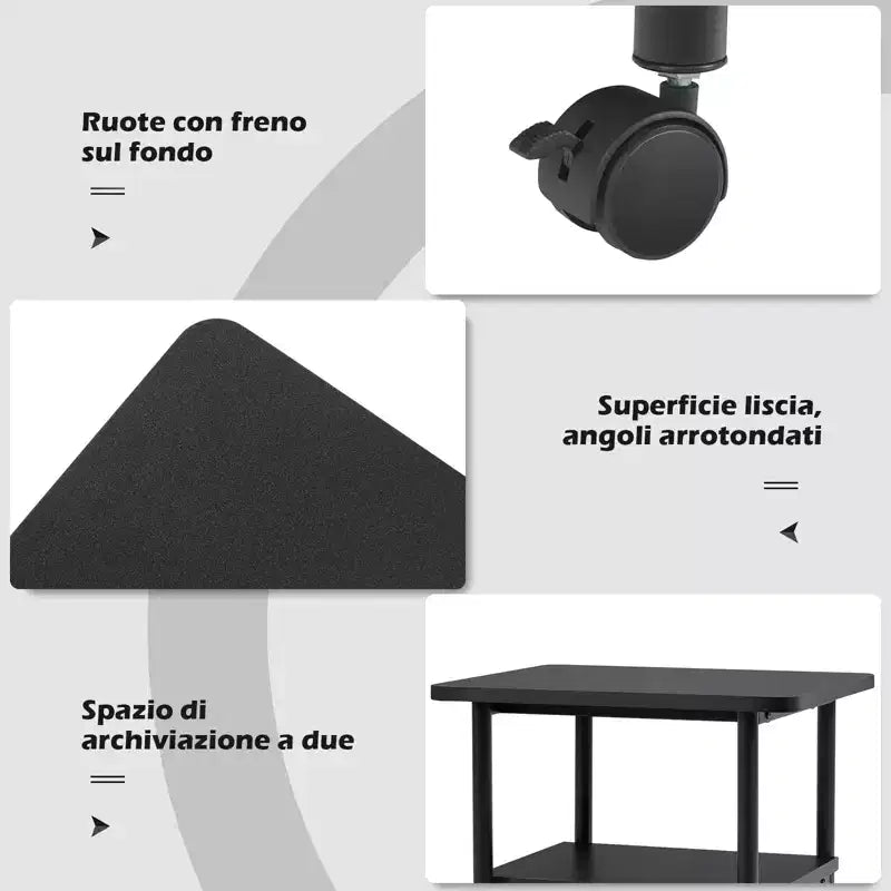 Costway Carrello Porta Stampante da Scrivania a 2 Ripiani con 2 Mensole per Ufficio Domestico