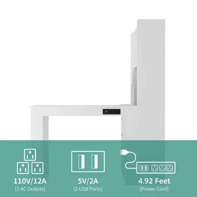 JVNOXK Scrivania Angolare a L Multifunzione con Ripiani e Cassetti, Scrivania per Computer con Scaffalature e Illuminazione a LED, Scrivania per Ufficio Domestico - Bianca