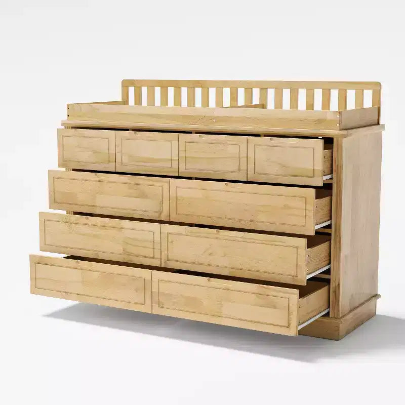 Homsee Fasciatoio e Comò in Legno Massello di Pino: Stazione Removibile, Cassetti Contenitori, Essenziale Tutto-in-Uno per la Cameretta dei Bambini