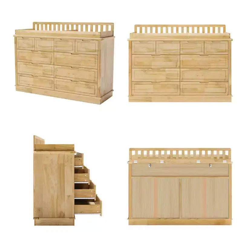 Homsee Fasciatoio e Comò in Legno Massello di Pino: Stazione Removibile, Cassetti Contenitori, Essenziale Tutto-in-Uno per la Cameretta dei Bambini
