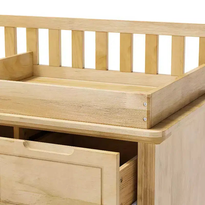 Homsee Fasciatoio e Comò in Legno Massello di Pino: Stazione Removibile, Cassetti Contenitori, Essenziale Tutto-in-Uno per la Cameretta dei Bambini