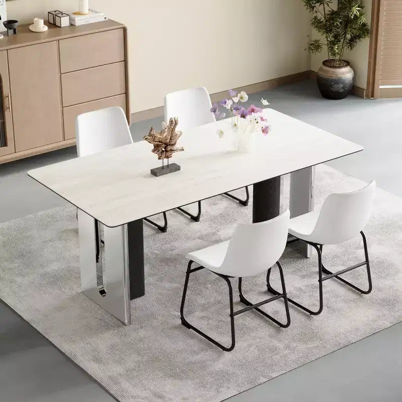 MAYEERTY Set di 4 Sedie in Pelle PU, Sedie Moderne Industriali per Cucina Sala da Pranzo Soggiorno, Bianco