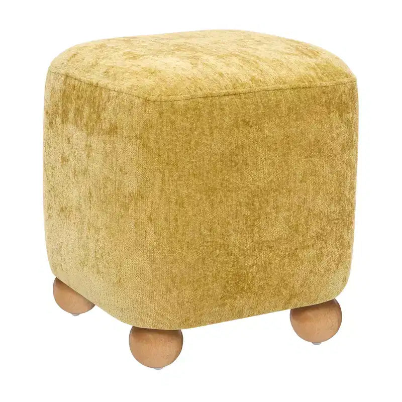 Pouf quadrato Bekrvio con struttura in legno massello di acacia, poggiapiedi cubo rivestito in ciniglia (500 libbre), pouf piccolo per soggiorno e camera da letto