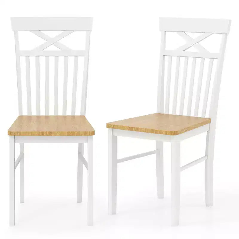 Set di 4 sedie da pranzo Costway in stile rustico, sedie da cucina in legno con struttura in legno di caucciù