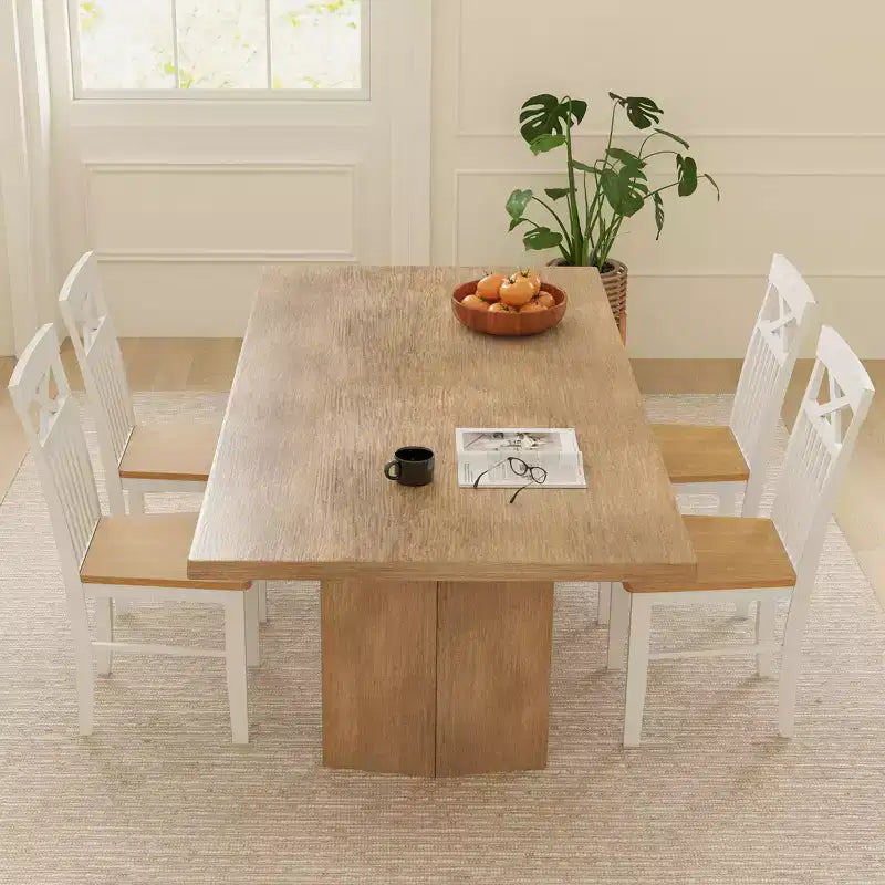 Set di 4 sedie da pranzo Costway in stile rustico, sedie da cucina in legno con struttura in legno di caucciù