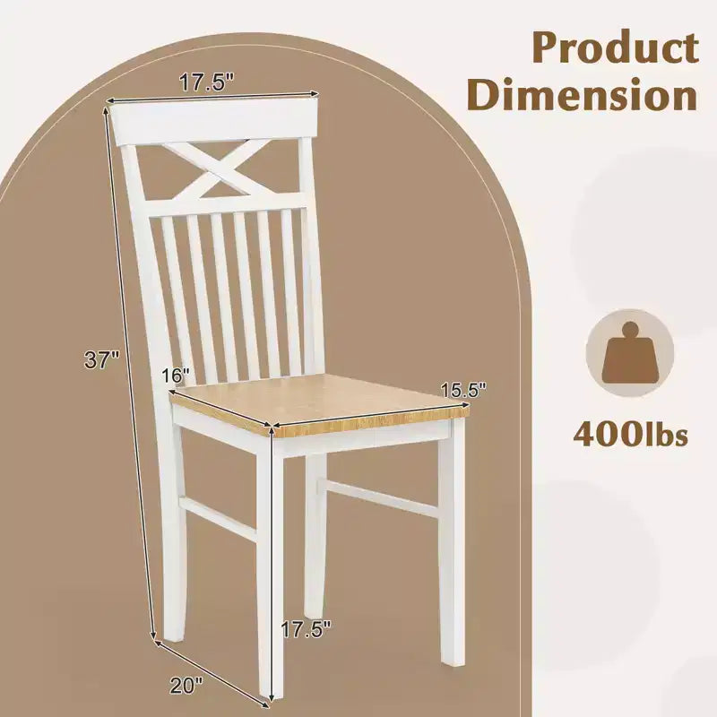 Set di 4 sedie da pranzo Costway in stile rustico, sedie da cucina in legno con struttura in legno di caucciù