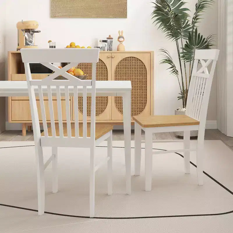 Set di 4 sedie da pranzo Costway in stile rustico, sedie da cucina in legno con struttura in legno di caucciù