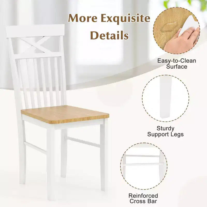 Set di 4 sedie da pranzo Costway in stile rustico, sedie da cucina in legno con struttura in legno di caucciù