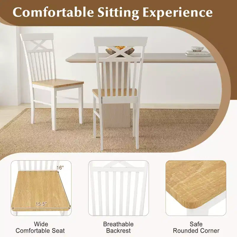 Set di 4 sedie da pranzo Costway in stile rustico, sedie da cucina in legno con struttura in legno di caucciù