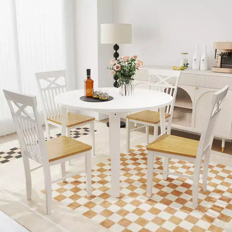 Set di 4 sedie da pranzo Costway in stile rustico, sedie da cucina in legno con struttura in legno di caucciù