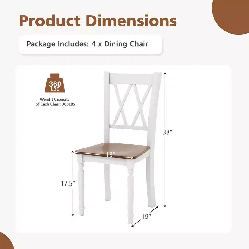 Set di 2 sedie da pranzo Costway in legno stile rustico per sala da pranzo e cucina