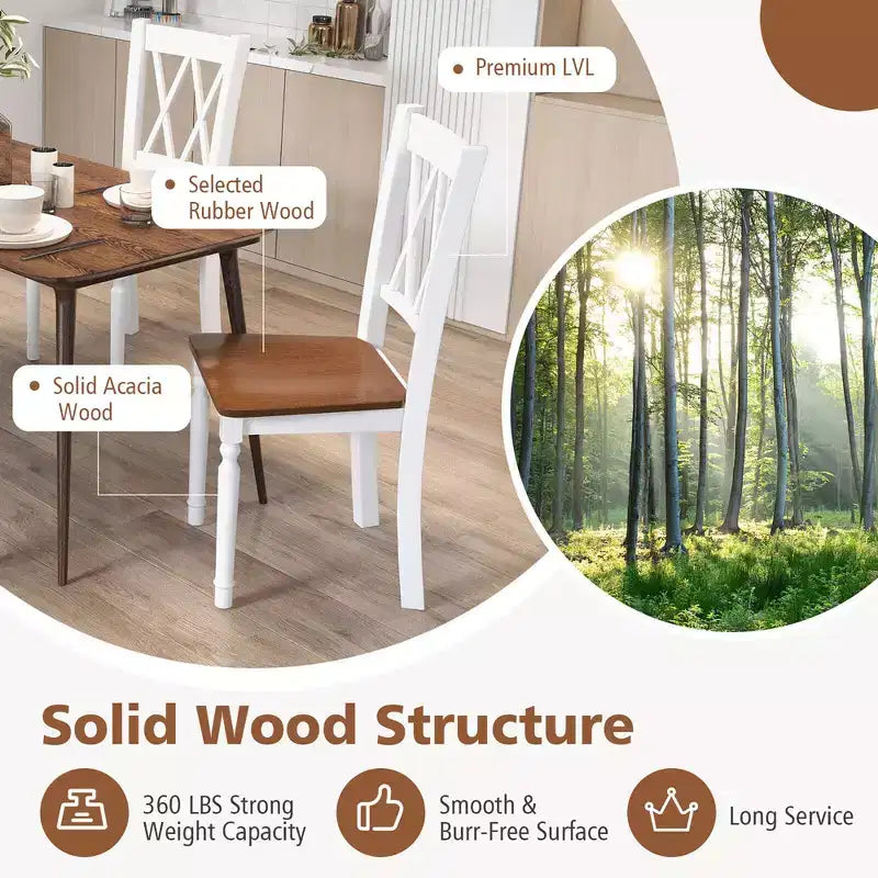 Set di 2 sedie da pranzo Costway in legno stile rustico per sala da pranzo e cucina