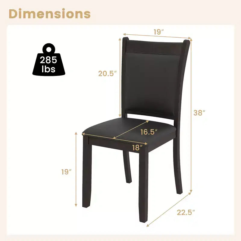 Sedie da pranzo Costway in similpelle, set da 4, con seduta imbottita e gambe in legno di gomma