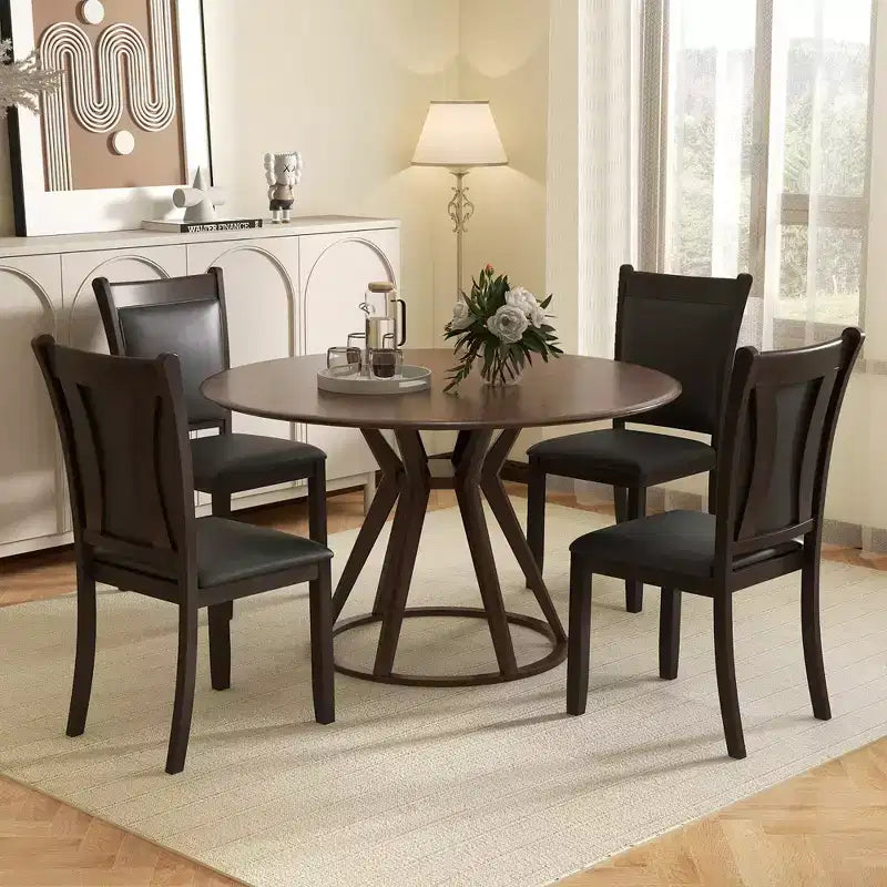 Sedie da pranzo Costway in similpelle, set da 4, con seduta imbottita e gambe in legno di gomma