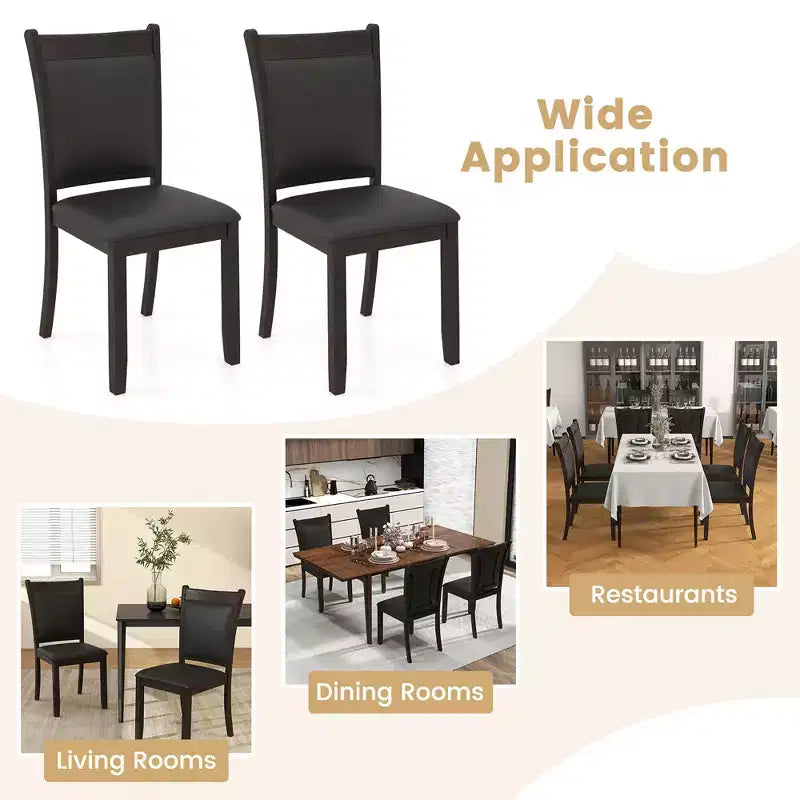 Sedie da pranzo Costway in similpelle, set da 4, con seduta imbottita e gambe in legno di gomma