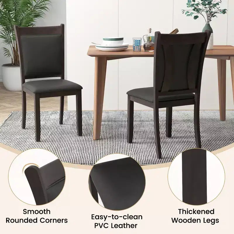 Sedie da pranzo Costway in similpelle, set da 4, con seduta imbottita e gambe in legno di gomma