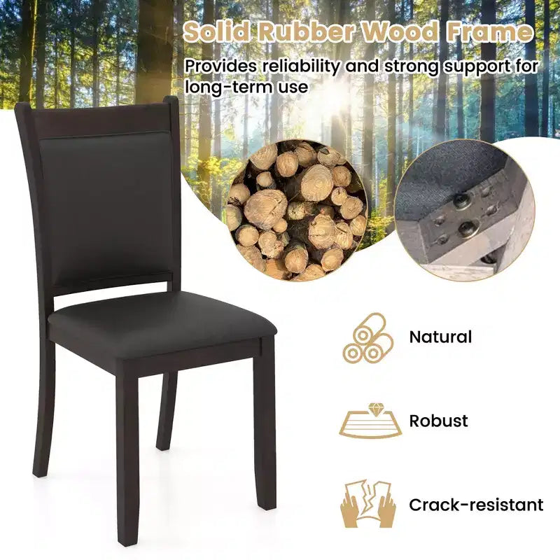 Sedie da pranzo Costway in similpelle, set da 4, con seduta imbottita e gambe in legno di gomma