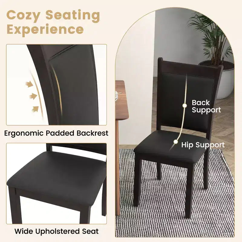 Sedie da pranzo Costway in similpelle, set da 4, con seduta imbottita e gambe in legno di gomma