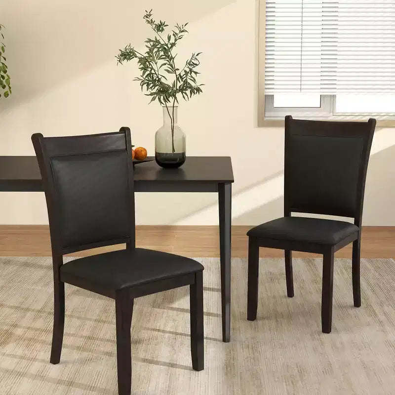 Sedie da pranzo Costway in similpelle, set da 4, con seduta imbottita e gambe in legno di gomma
