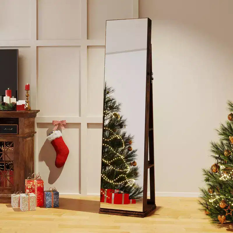 Costway Portagioie Girevole a 360 Gradi con Specchio a Figura Intera Ripiani Posteriori e Luci per Camera da Letto