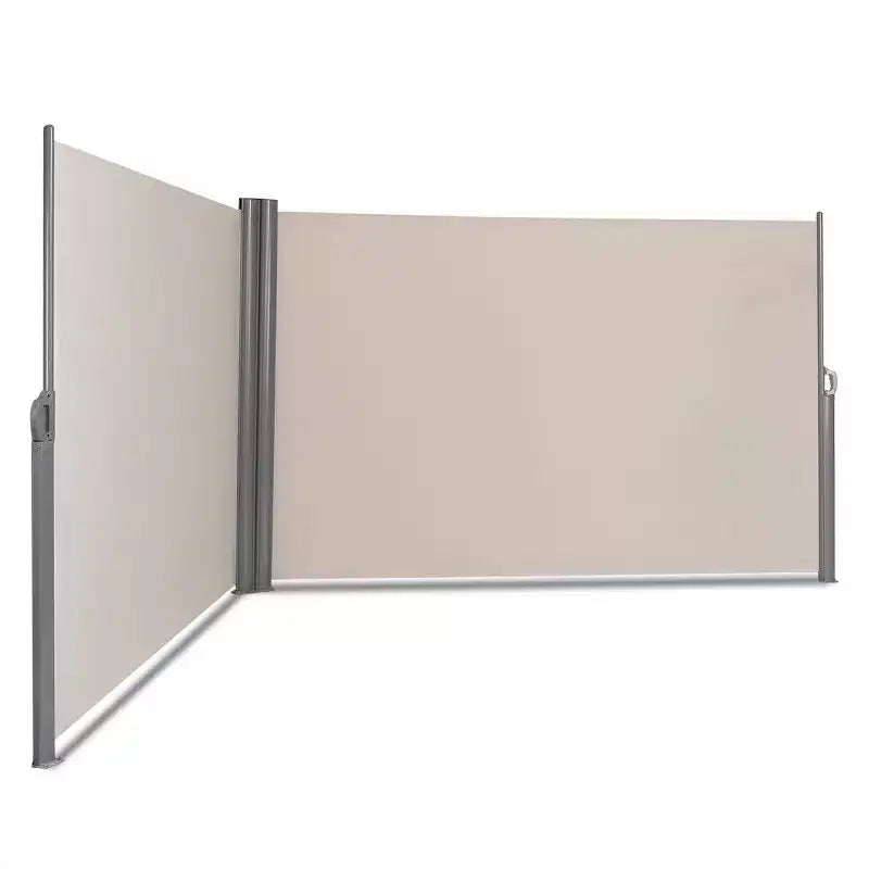 Costway 237 x 71 H Patio Retractable Double Folding Side Awning Screen Divider Beige